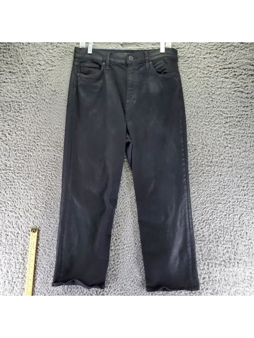 Hudson Jeans Womens 32 Black Remi Stretch Denim Straight Cropped Jeans